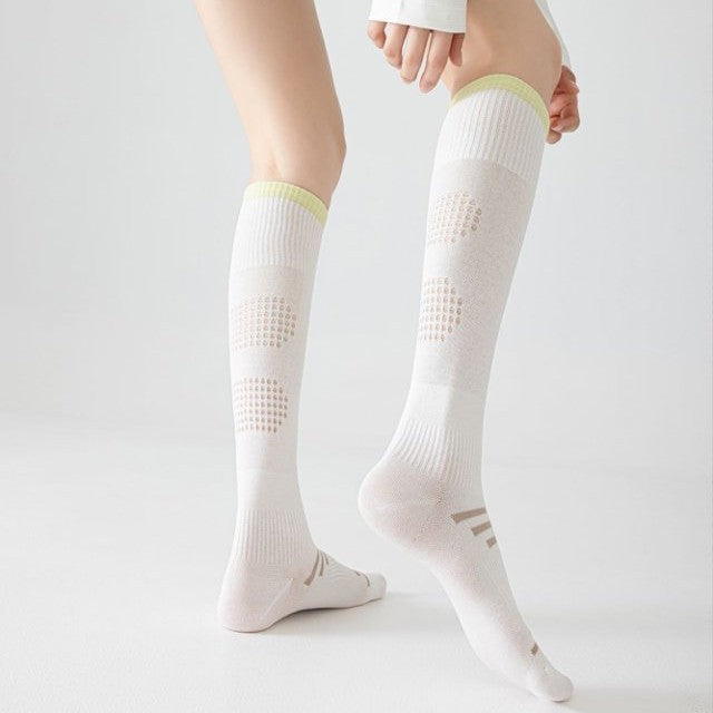 Sporty Functional Calf Socks For Women, Summer-Only Compression Long Socks With Elastic Shaping, Ideal For Fitness, Running And Skipping Rope