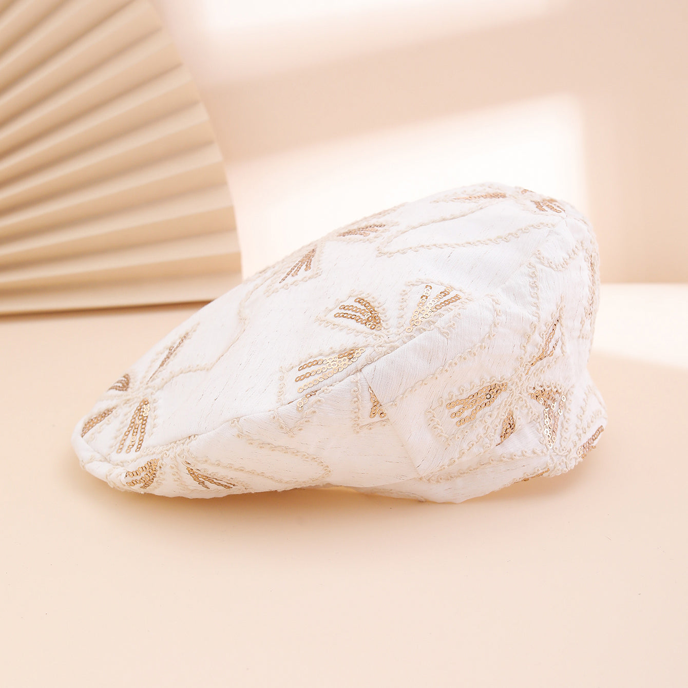 Spring And Summer Women's Bow-shaped Sequin Adjustable Elegant And Bohemian Trend Beanie Hat, Suitable For Daily Shopping, Gatherings And Outdoor Travel.
