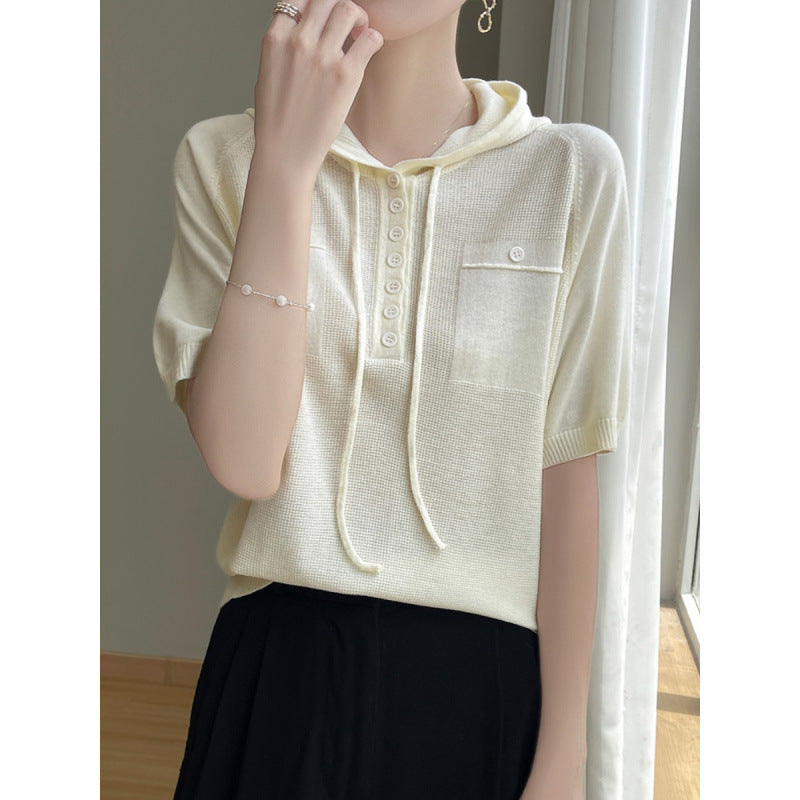 Knitted Summer Casual Simple Base Short-Sleeve Top