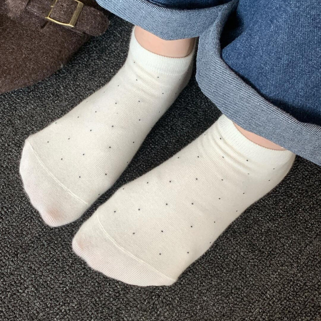 New Spring And Summer Polka Dot Mesh Tab Socks With Exquisite Dachshund Embroidery, Fresh Style Low-cut No-show Ankle Socks For Students And Women
