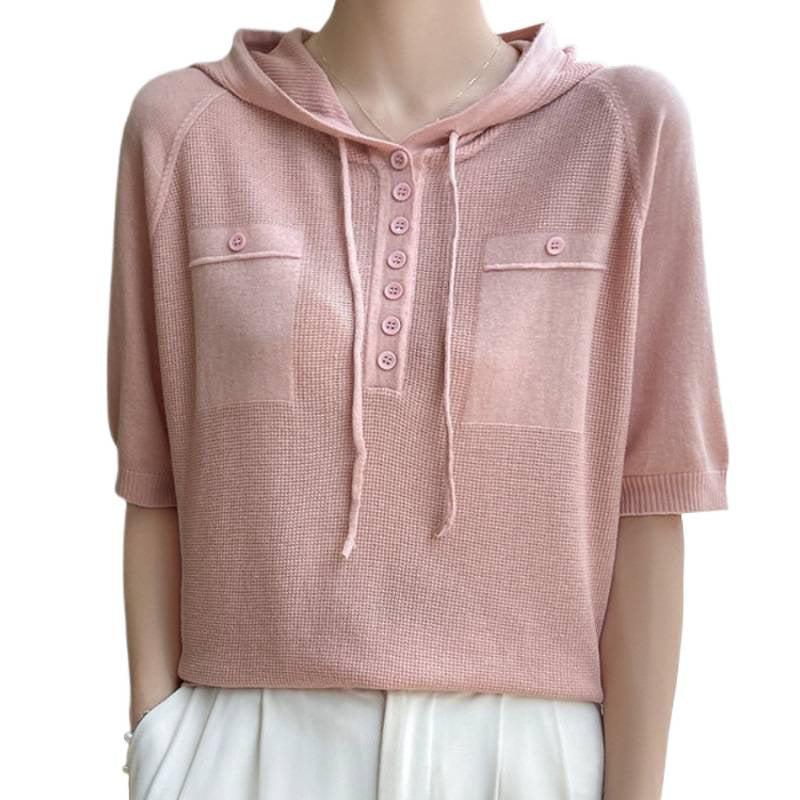 Knitted Summer Casual Simple Base Short-Sleeve Top