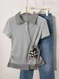 Fake Two-Piece Set Color-Block Patchwork Slimming Short-Sleeve Top