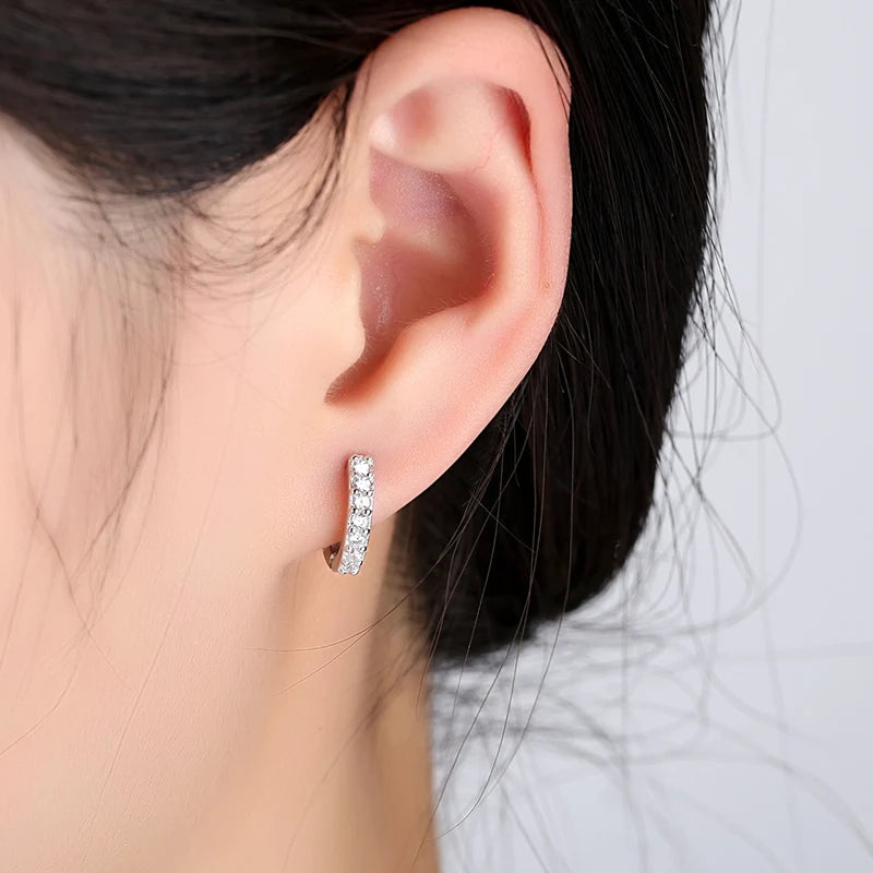 100%  Real 925 Sterling Silver Hoop Earrings for Women Round Circle Earring Zircon Piercing Earings Personalized Trend Jewelry