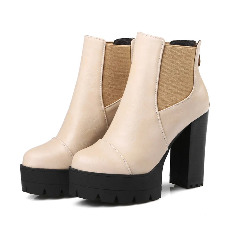 Autumn botas Custom Roma Boots Women High Heel Platform Shoes Woman Round Toe Ankle Boots Thick Heels Winter Women WSH3679