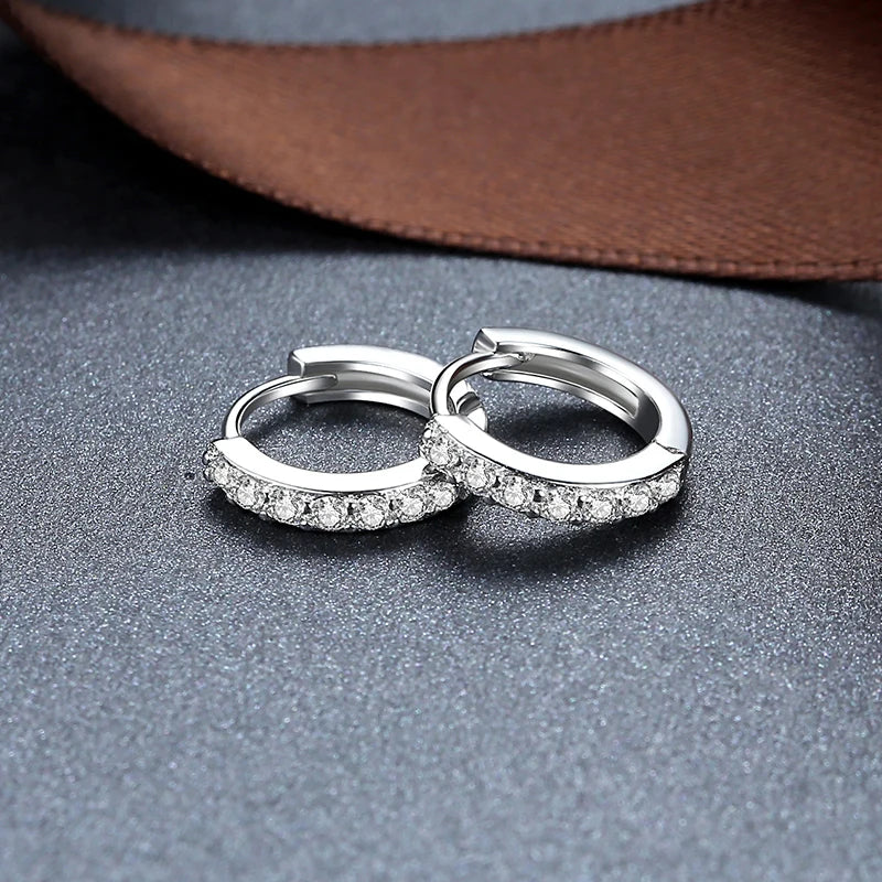 100%  Real 925 Sterling Silver Hoop Earrings for Women Round Circle Earring Zircon Piercing Earings Personalized Trend Jewelry