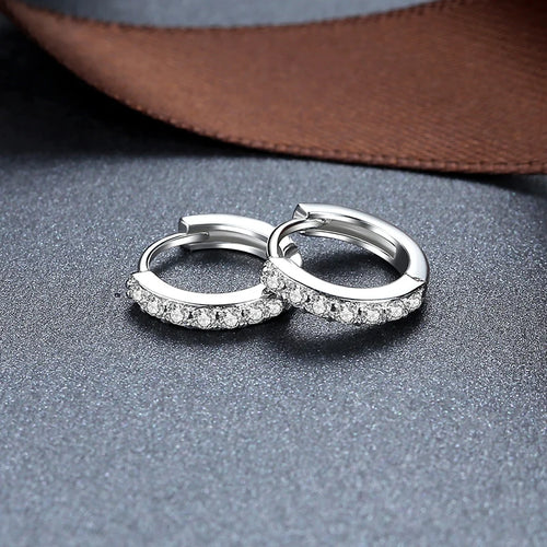 100%  Real 925 Sterling Silver Hoop Earrings for Women Round Circle Earring Zircon Piercing Earings Personalized Trend Jewelry