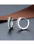 100%  Real 925 Sterling Silver Hoop Earrings for Women Round Circle Earring Zircon Piercing Earings Personalized Trend Jewelry
