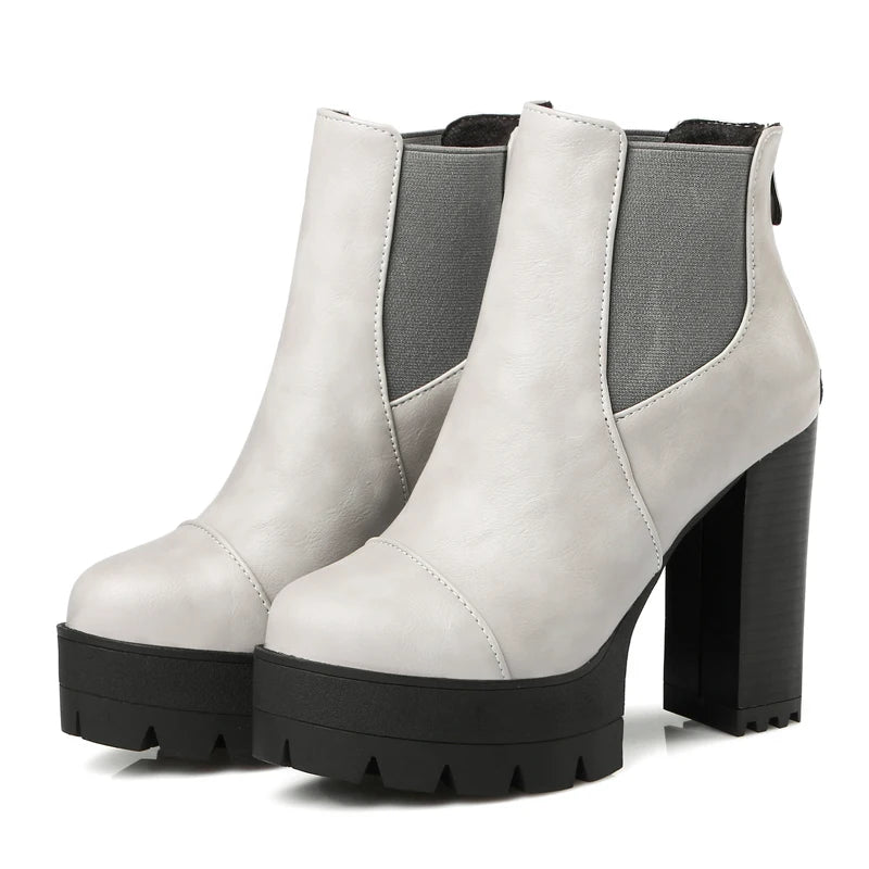 Autumn botas Custom Roma Boots Women High Heel Platform Shoes Woman Round Toe Ankle Boots Thick Heels Winter Women WSH3679