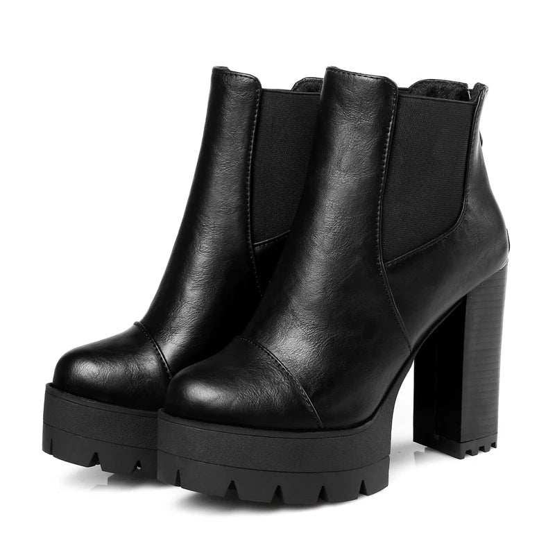 Autumn botas Custom Roma Boots Women High Heel Platform Shoes Woman Round Toe Ankle Boots Thick Heels Winter Women WSH3679