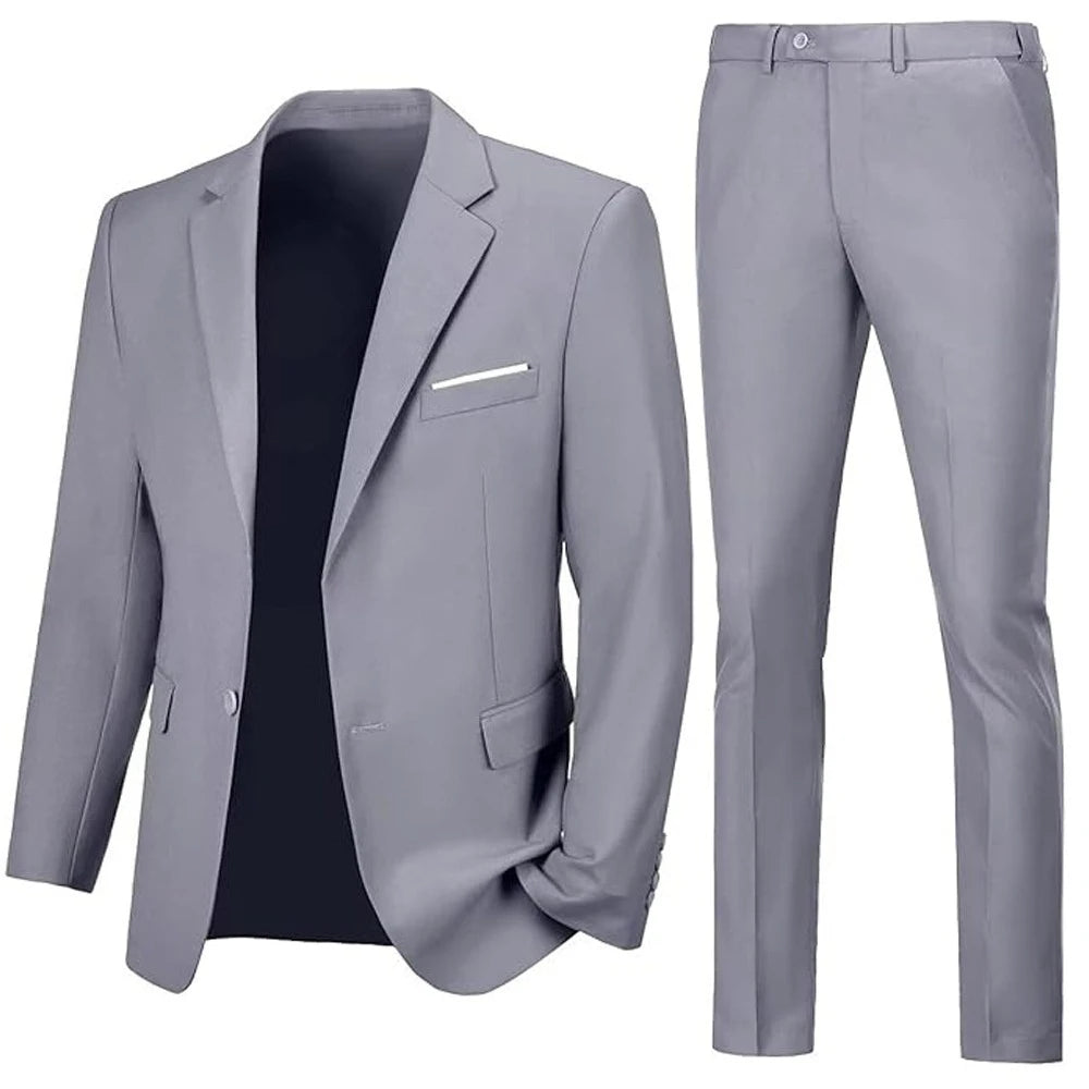 Men Suits Set Jackets Pants 2 Pieces Elegant For Wedding Slim Fit Blazers Formal Outfit Fashion Classic Full 2025 Costume
