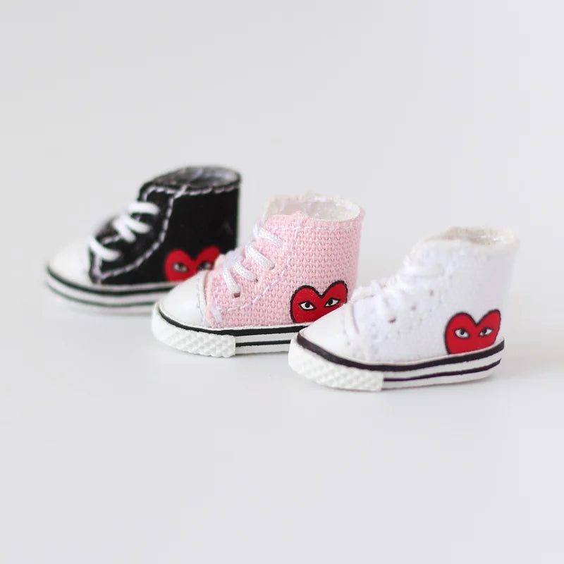 Obitsu 11 Fashion Canvas Shoes Ob11 Doll Accessories Mini Toy Sneaker Shoes With Shoelaces For 1/12 Bjd Doll, Ymy, Gsc Dod Dolls