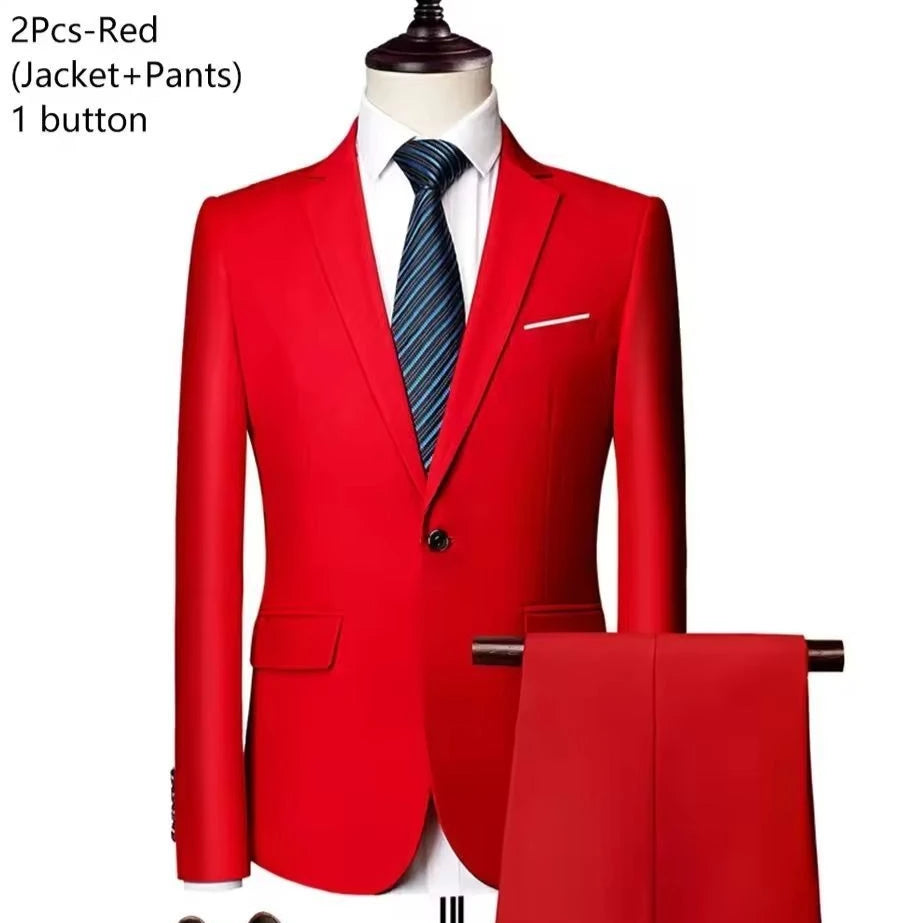 Men Suits Set Jackets Pants 2 Pieces Elegant For Wedding Slim Fit Blazers Formal Outfit Fashion Classic Full 2025 Costume