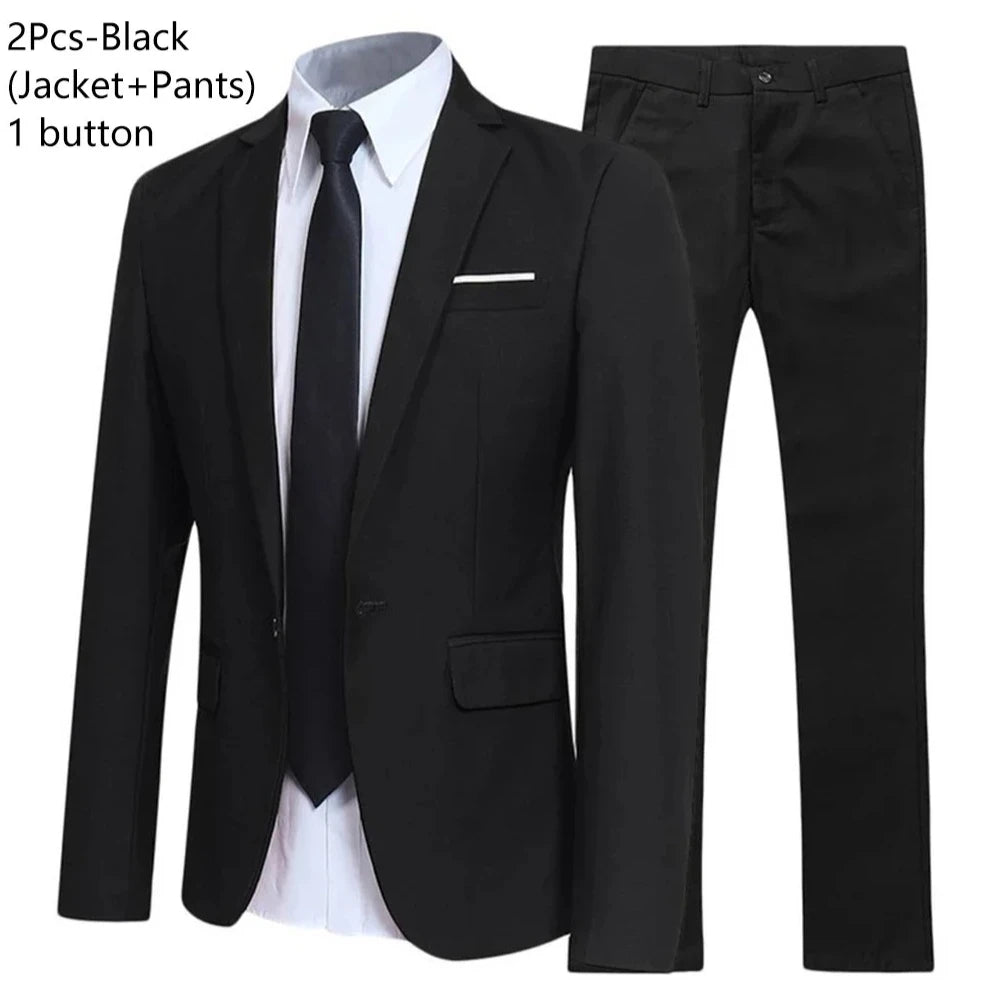 Men Suits Set Jackets Pants 2 Pieces Elegant For Wedding Slim Fit Blazers Formal Outfit Fashion Classic Full 2025 Costume