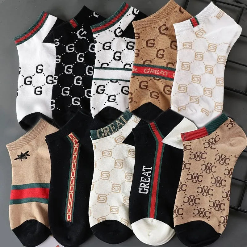 10 pairs of socks men's summer socks ins tide versatile high-value korean version cool trend low-top men's boat socks EU36-44
