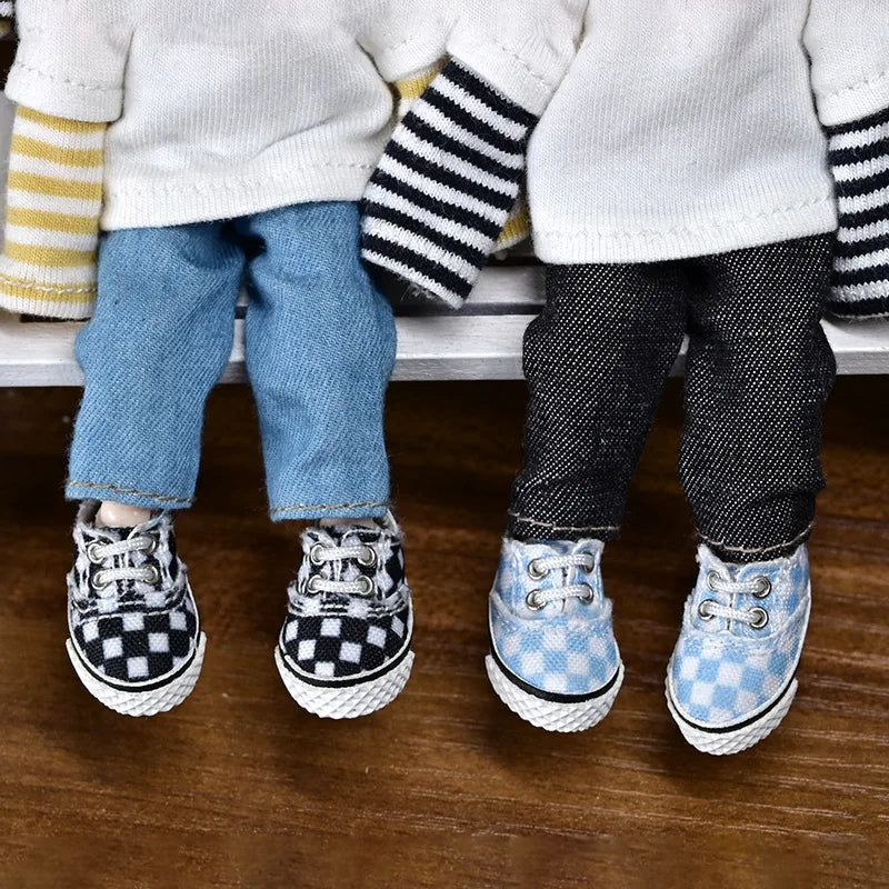 Obitsu 11 Fashion Canvas Shoes Ob11 Doll Accessories Mini Toy Sneaker Shoes With Shoelaces For 1/12 Bjd Doll, Ymy, Gsc Dod Dolls