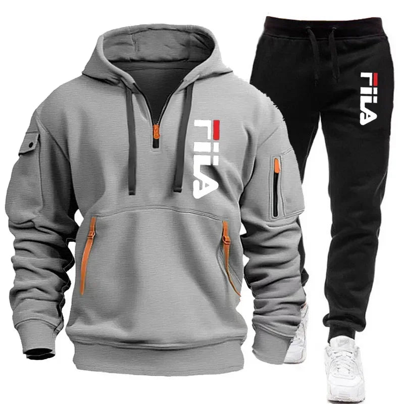 Two sets of 2025 new fashionable men's sportswear, a zippered hooded sweatshirt and sweatpants, for casual fitness and jogging