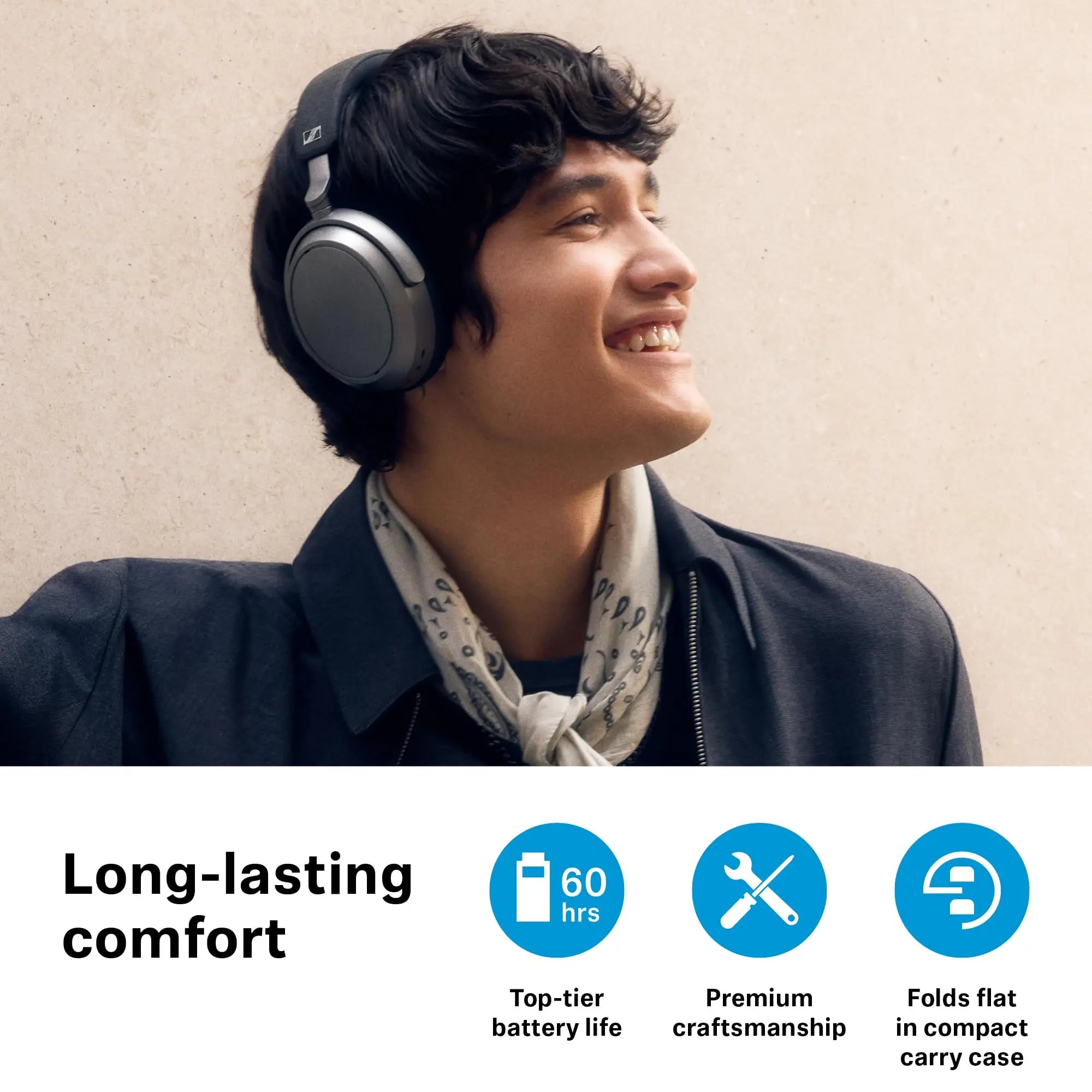 Sennheiser MOMENTUM 4 Wireless Headphones Original Adaptive Noise Cancelling 60H Battery Bluetooth 5.2 OverEar Foldable with Mic