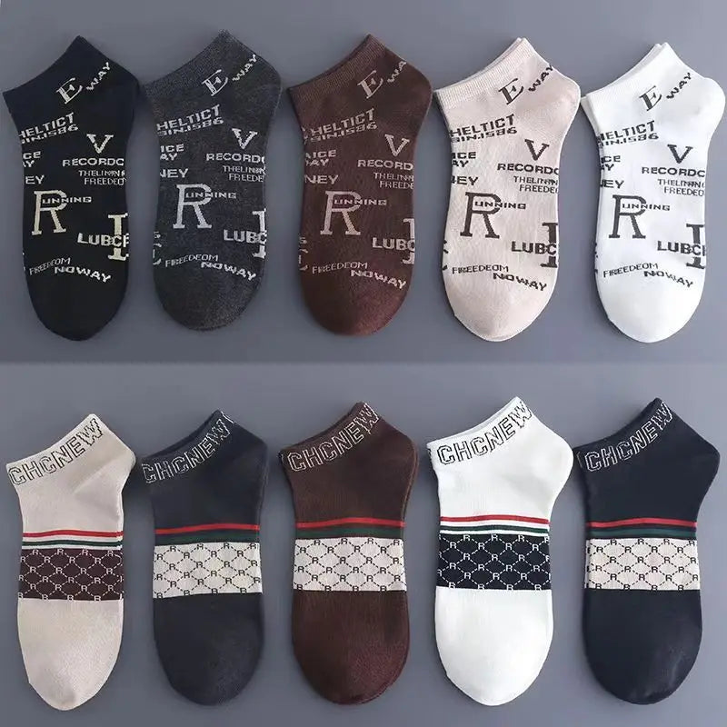10 pairs of socks men's summer socks ins tide versatile high-value korean version cool trend low-top men's boat socks EU36-44