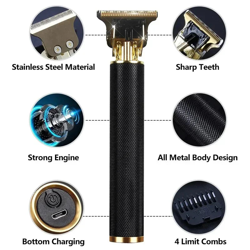 Vintage T9 Electric Cordless Hair Cutting Machine Professional Hair Barber Trimmer For Men Clipper Shaver Beard Lighter