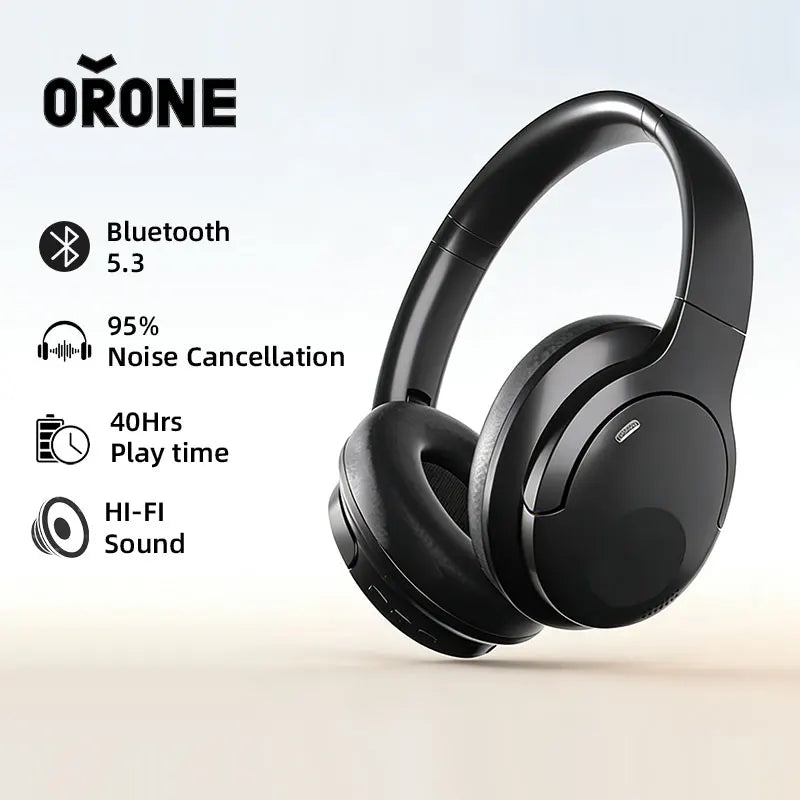 ORONE X936 Over-Ear Wireless Headphones Hi-Fi Sound Certified Bluetooth 5.3 40H Playtime Stereo Sound Comfortable Wear Headset