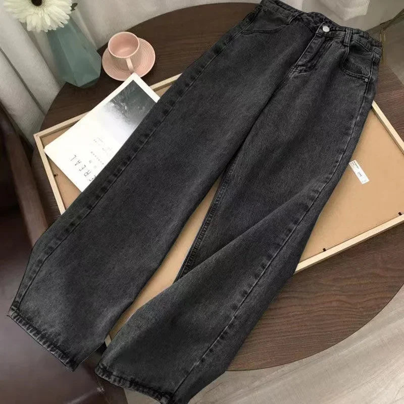 Korean Style Retro Washed Blue Elastic Jeans Women's Y2K Explosions Popular Harajuku hip-hop Gothic Casual Joker Street Wear