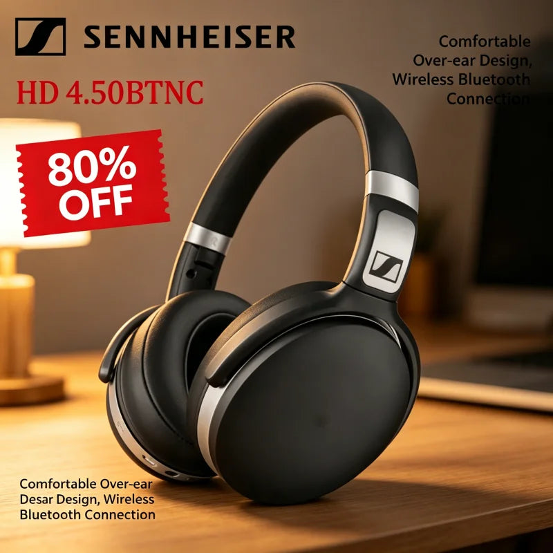 Sennheiser HD 4.50 Wireless Headphones HiFi Stereo Sound BTNC, Active Noise Cancelling  Deep Bass & Stereo  Foldable for Travel