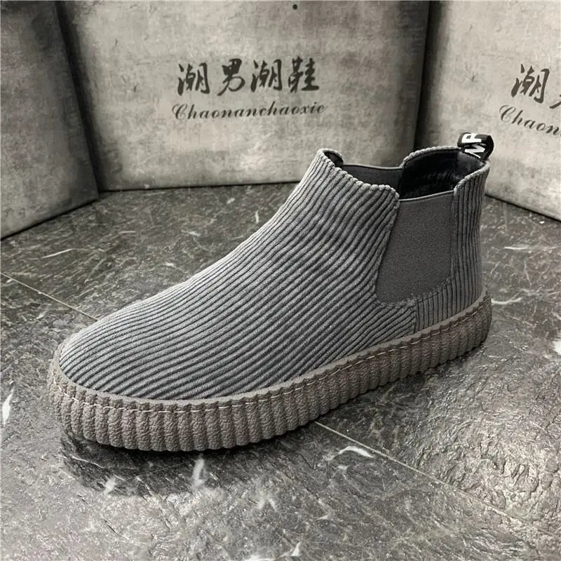High Top Sneakers Men Winter Plush Boots Fashion Casual Nubuck Leather Breathable Height Increased Flat Platform Board Shoes