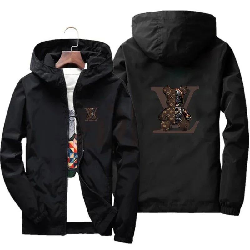 Spring and autumn casual printed zipper hooded jacket, fashionable new windproof and waterproof men's outdoor sportswear