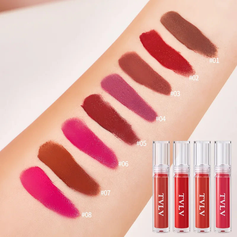 8PCS Non-Stick Cup Liquid Lipstick Set Waterproof Long Lasting Velvet Matte Lip Gloss High Pigment Lip Tint Cosmetics Makeup Kit