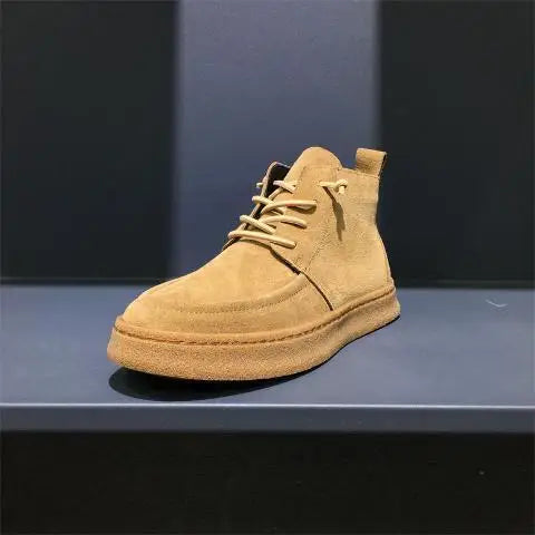 High Top Sneakers Men Winter Plush Boots Fashion Casual Nubuck Leather Breathable Height Increased Flat Platform Board Shoes