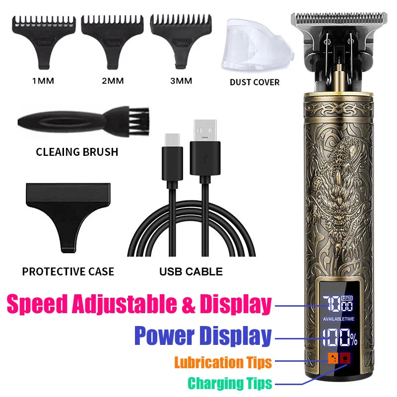 Professional Hair Cutting Machine Vintage T9 Hair Clipper Cutting Machine For Men Shaver Trimmer Rechargeable Carving Mark Razor