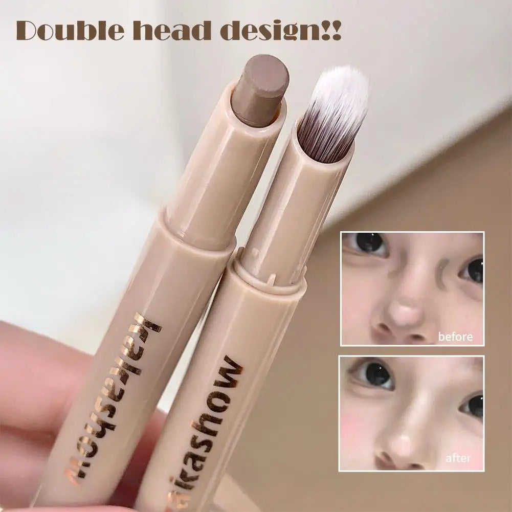 3D contouring pen Long Lasting Waterproof Matte Bronzer Stick Nose Shadow Contour Pen With Brush Facial Contour Stick Makeup