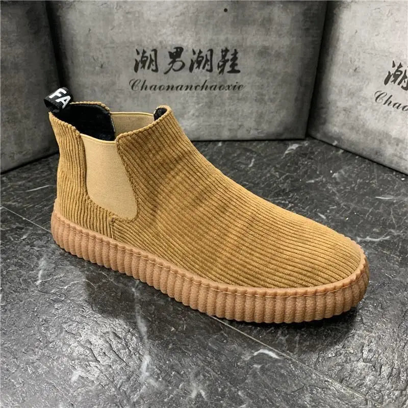 High Top Sneakers Men Winter Plush Boots Fashion Casual Nubuck Leather Breathable Height Increased Flat Platform Board Shoes