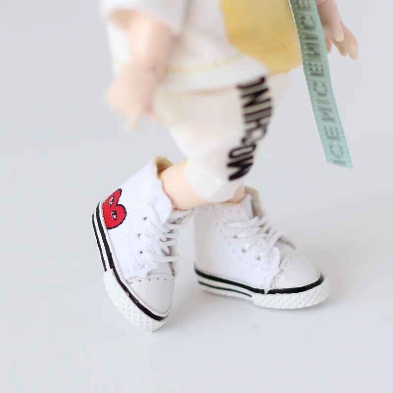 Obitsu 11 Fashion Canvas Shoes Ob11 Doll Accessories Mini Toy Sneaker Shoes With Shoelaces For 1/12 Bjd Doll, Ymy, Gsc Dod Dolls