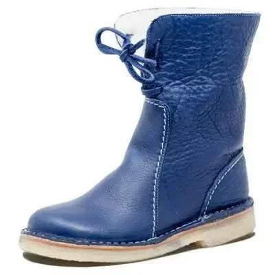 Women New Casual Snow Boots Autumn Winter Retro Women Boots Fashion Plush Lace Up Flat Ankle Boots Zapatos De Mujer Warm Botas
