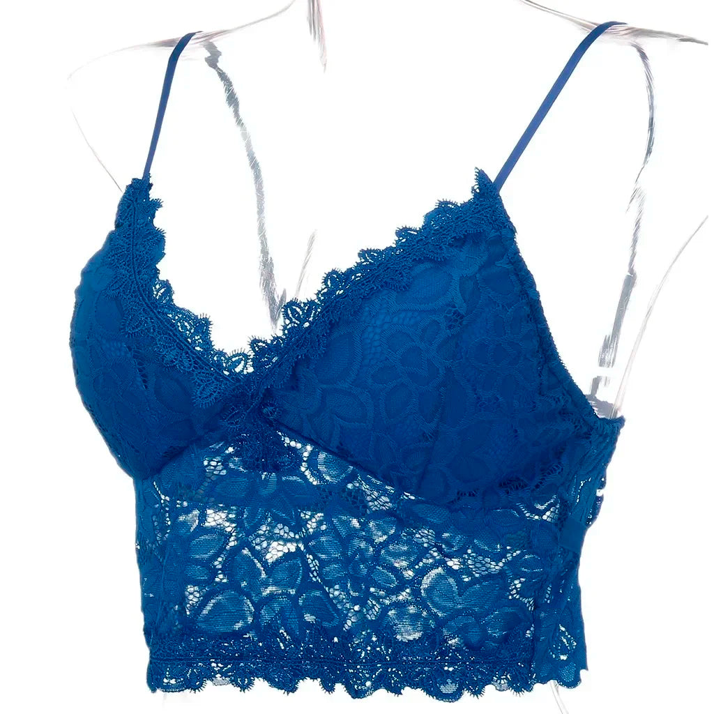 Floral Bralette Lace Bras Push Up for Women Sexy Lingerie Corset Camis Vest Underwear Wire Free Sheer Summer Crop Top Lingerie