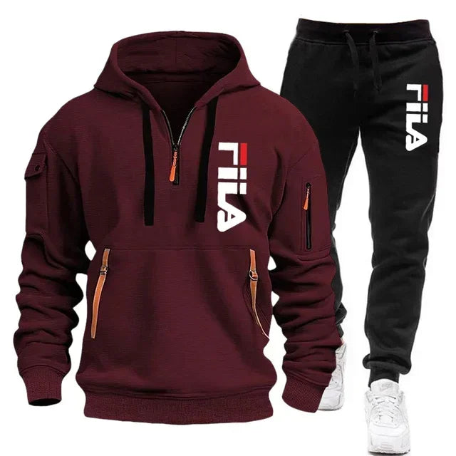 Two sets of 2025 new fashionable men's sportswear, a zippered hooded sweatshirt and sweatpants, for casual fitness and jogging