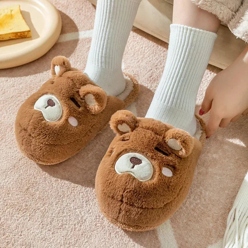 Home Slipper Womens Teddy Bear Winter Warm Plush Contton Indoor Funny Fuzzy Floor House Room Shoes Flat Female Men Male Platform