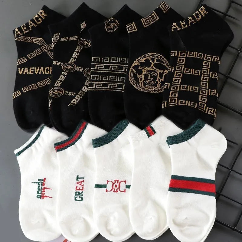 10 pairs of socks men's summer socks ins tide versatile high-value korean version cool trend low-top men's boat socks EU36-44