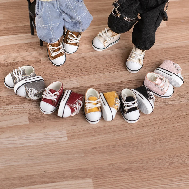 Obitsu 11 Fashion Canvas Shoes Ob11 Doll Accessories Mini Toy Sneaker Shoes With Shoelaces For 1/12 Bjd Doll, Ymy, Gsc Dod Dolls