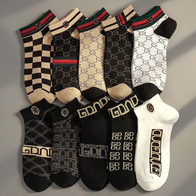 10 pairs of socks men's summer socks ins tide versatile high-value korean version cool trend low-top men's boat socks EU36-44