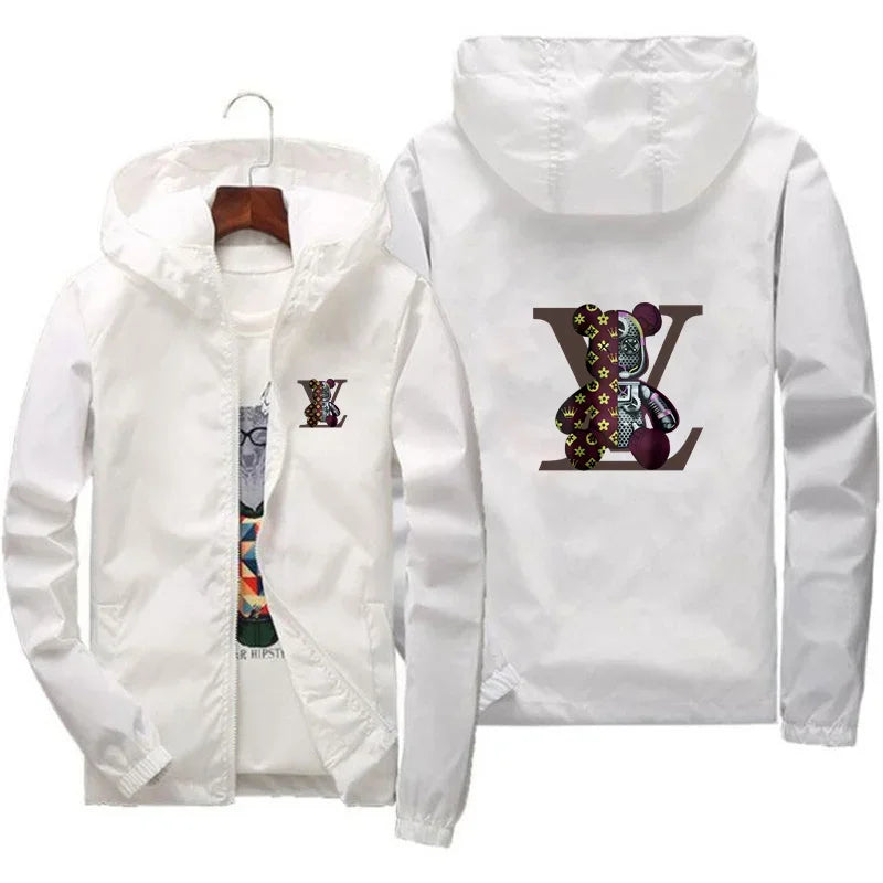 Spring and autumn casual printed zipper hooded jacket, fashionable new windproof and waterproof men's outdoor sportswear