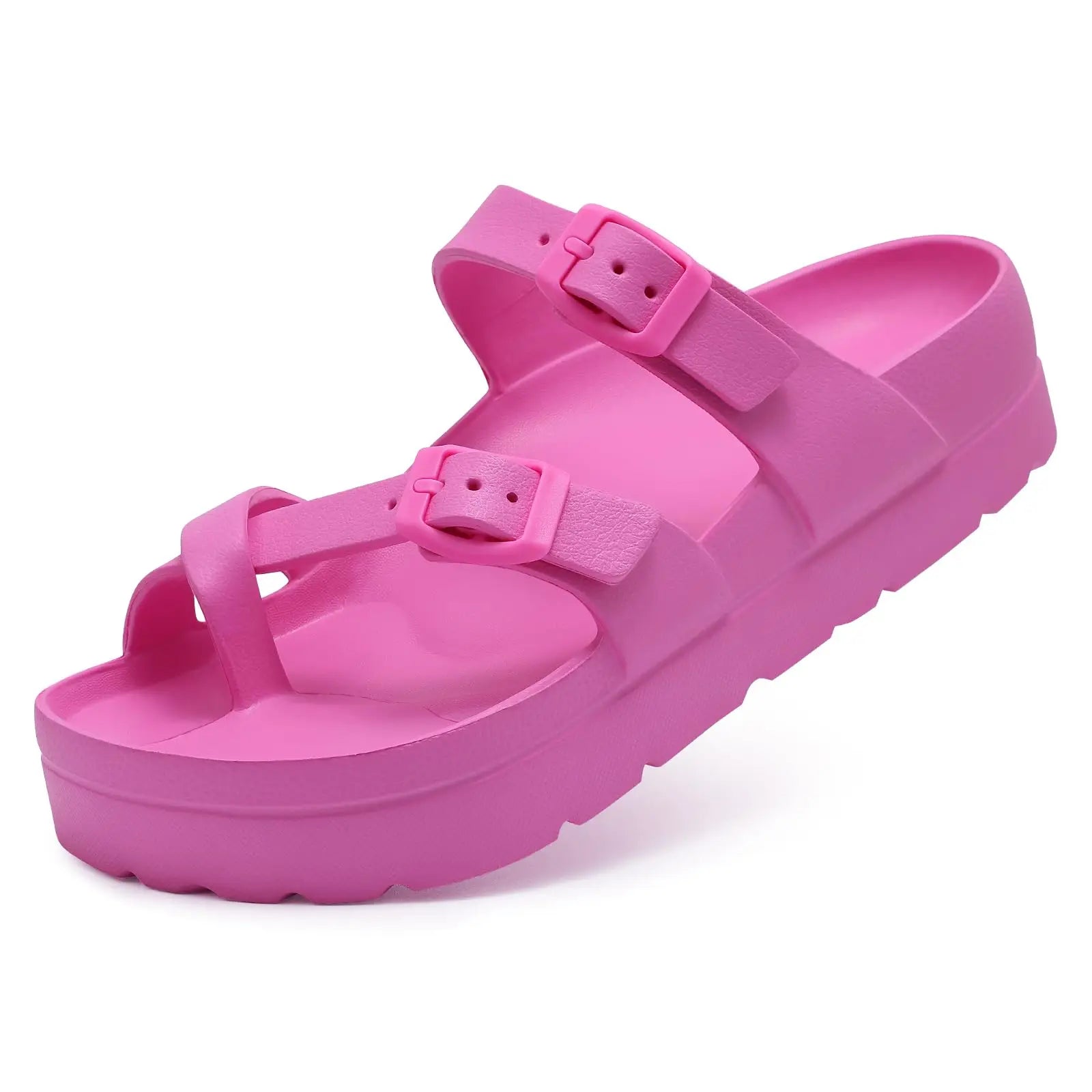 Kidmi Summer Women's Platform Sandals Comfort Foam Slides Lightweight Thick Soles Cloud Sandals Adjustable Buckle Cushion Sandal