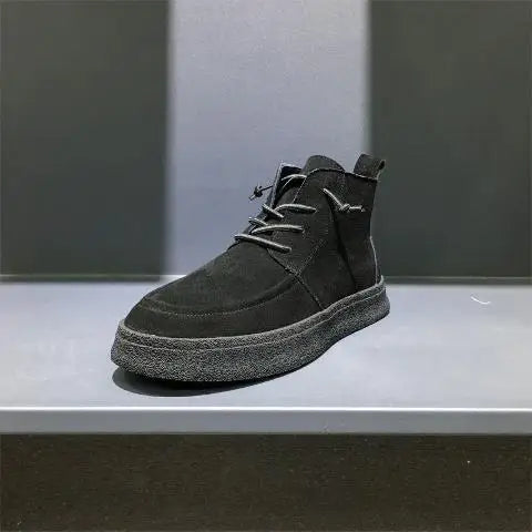 High Top Sneakers Men Winter Plush Boots Fashion Casual Nubuck Leather Breathable Height Increased Flat Platform Board Shoes
