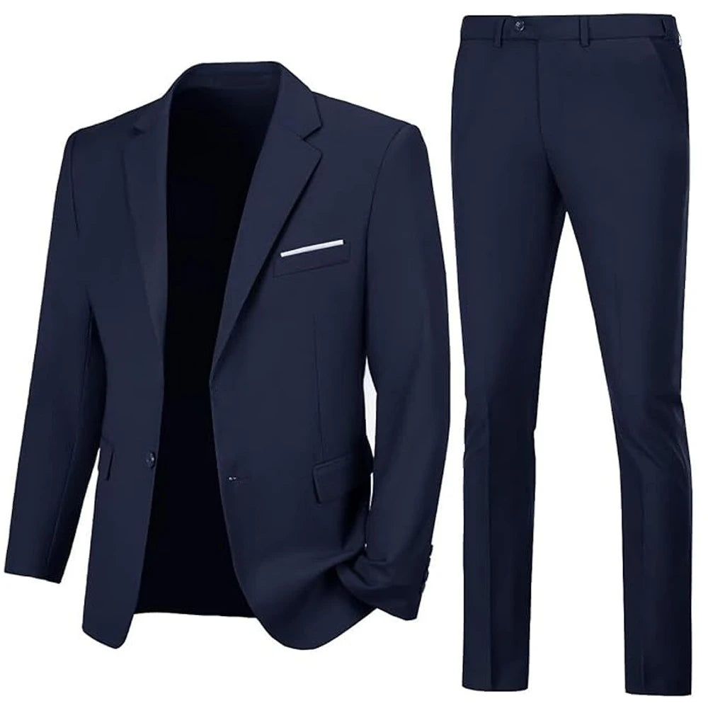 Men Suits Set Jackets Pants 2 Pieces Elegant For Wedding Slim Fit Blazers Formal Outfit Fashion Classic Full 2025 Costume