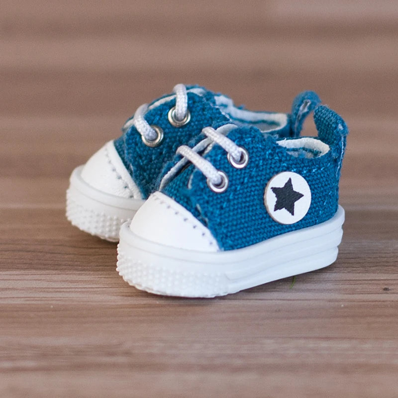Obitsu 11 Fashion Canvas Shoes Ob11 Doll Accessories Mini Toy Sneaker Shoes With Shoelaces For 1/12 Bjd Doll, Ymy, Gsc Dod Dolls