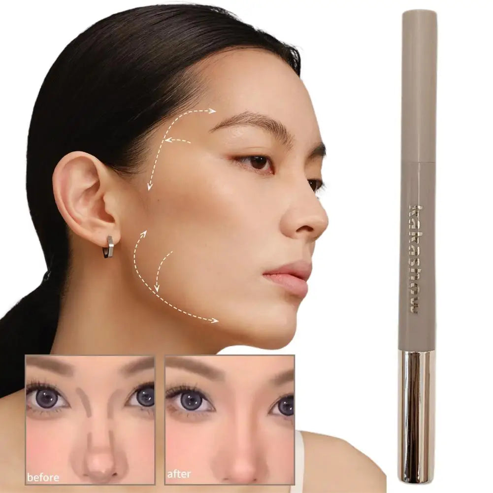3D contouring pen Long Lasting Waterproof Matte Bronzer Stick Nose Shadow Contour Pen With Brush Facial Contour Stick Makeup