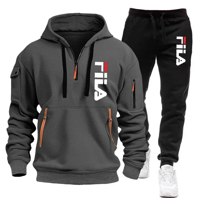 Two sets of 2025 new fashionable men's sportswear, a zippered hooded sweatshirt and sweatpants, for casual fitness and jogging