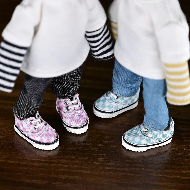 Obitsu 11 Fashion Canvas Shoes Ob11 Doll Accessories Mini Toy Sneaker Shoes With Shoelaces For 1/12 Bjd Doll, Ymy, Gsc Dod Dolls