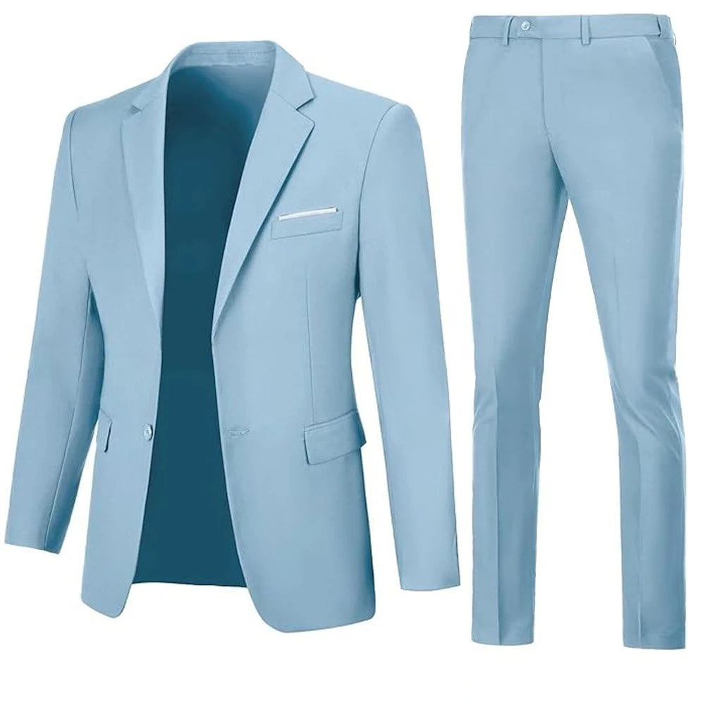 Men Suits Set Jackets Pants 2 Pieces Elegant For Wedding Slim Fit Blazers Formal Outfit Fashion Classic Full 2025 Costume